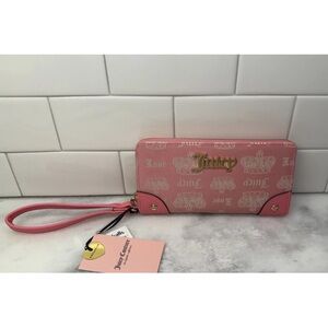 Juicy Couture fan club large za wallet/wristlet pink lemonade/powder Blush NWT